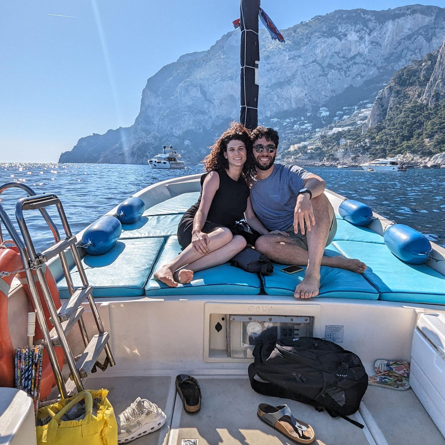 We hitched a ride to the other side of the island of Capri, Italy