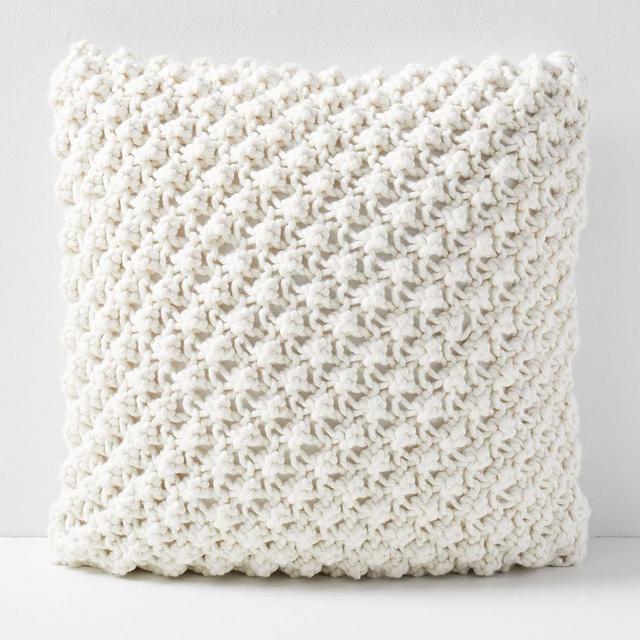 Bobble Knit Pillow Cover, 24"x24", Natural