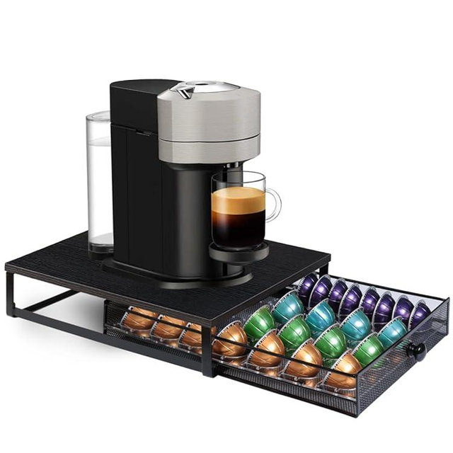 Sedegn Coffee Pod Holder Drawer Organizer Capsules Storage Organizer with Sliding Drawer Compatible For Pods, Holds up to 56 Small or 28 Big Pods Black