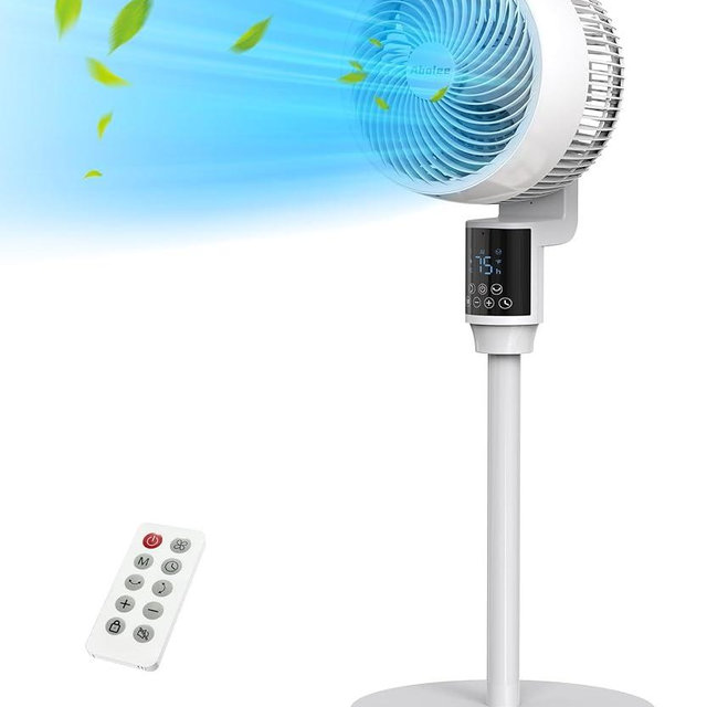 Pedestal Fan for Bedroom, Pedestal Fan with Remote, 80ft Air Circulator for Whole Room, 4 Speeds, 3 modes, 24H Timer, 36"fan, 70°+80° Oscillating Quiet Standing Fans for Bedroom, Kitchen, Home, White