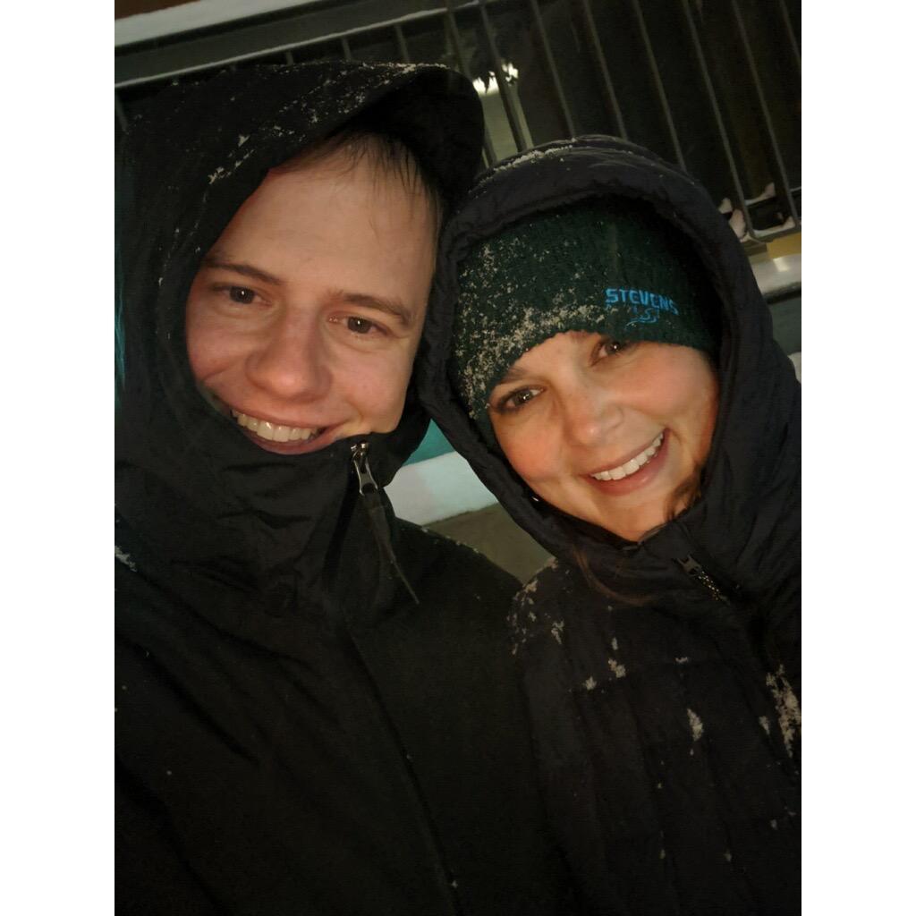 Post Nuggets game, walking home in the snow