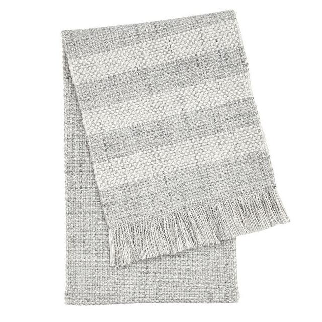 Ixora Stripe Fringed Table Runner - Gray