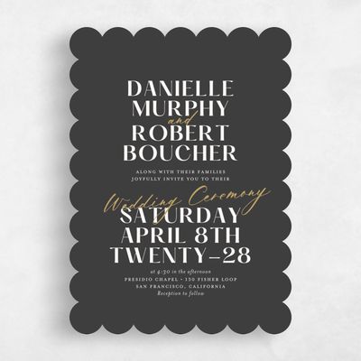Grey Scalloped Wedding Invitation - Finneas Portrait