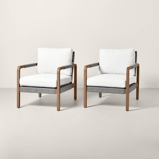 Wood & Rope Outdoor Patio Club Chairs - Hearth & Hand™ with Magnolia