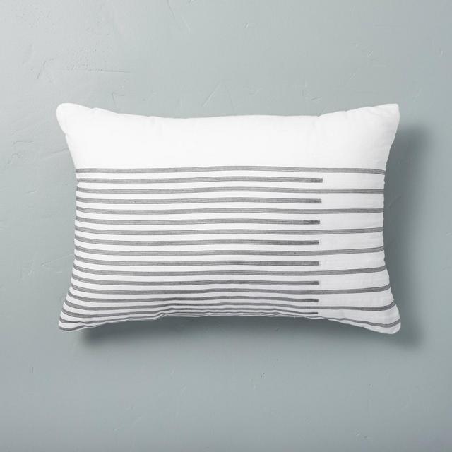 14" x 20" Faded Stripe Throw Pillow Gray - Hearth & Hand™ with Magnolia