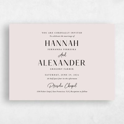 Light Mauve, Pink Wedding Invitation - Milford Landscape