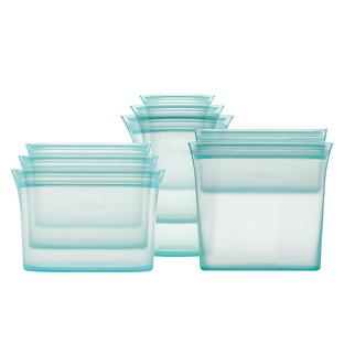 Zip Top Teal Reusable Silicone Containers Full Set of 8