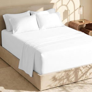 Hearth & Harbor 6Pc King Size Bed Linen Set - Extra Deep Pocket Sheets 18-24 Inches - Microfiber Sheets - White