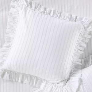 Organic Cotton Spa Sateen Ruffled Euro Sham - Mint Stripe
