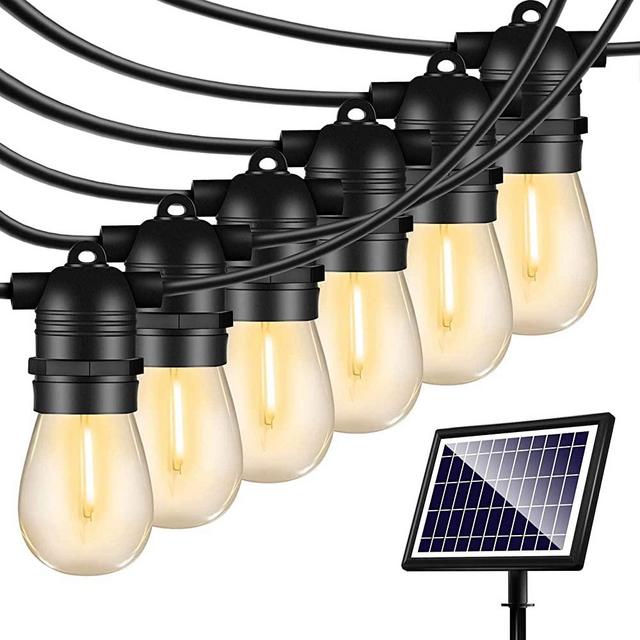 Solar String Lights Outdoor - Shatterproof Vintage Edison Bulbs & 4 Light Mode Weatherproof 27FT Strand -LED String Lights Solar Patio Lights for Backyard Patio Porch Café
