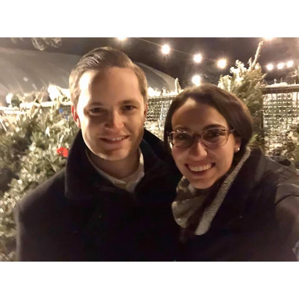 Our first picture together! Getting a Christmas tree!