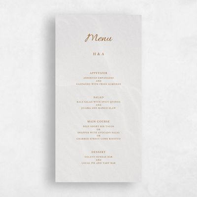 Caramel, Brown Wedding Menu - Havasu