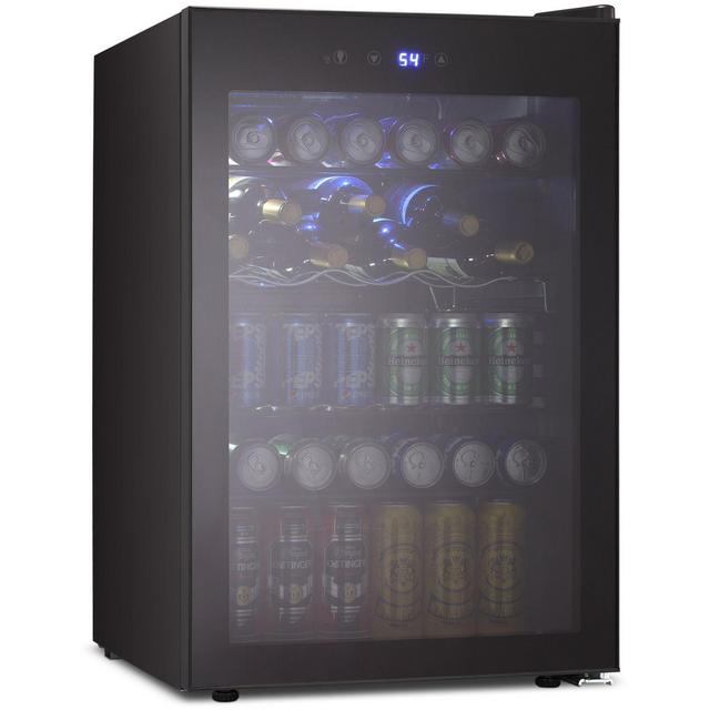 R.W.FLAME 4.5 Cu.Ft Beverage Cooler, 145-Can Mini Fridge with Glass Door, Digital Temperature Display for Soda, or Other Drinks, Compact Cooler