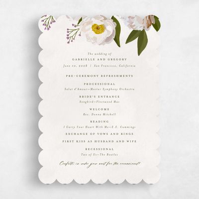 Beige Scalloped Wedding Program - Verano