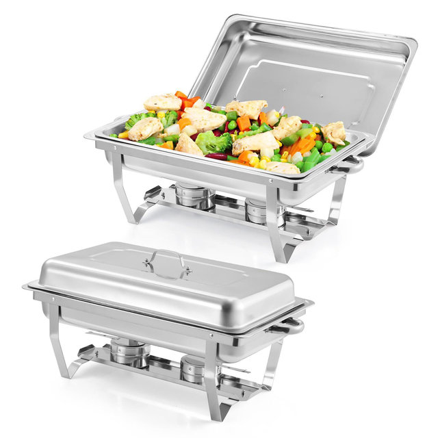 2 Pack/4 Pack Chafing Dish Buffet Set, 8QT Stainless Steel Rectangular Chafers for Catering, with Pan, Lid, Foldable Frame