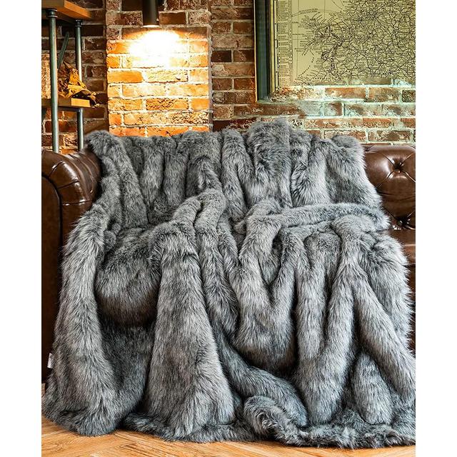 Battilo Luxury Tipped Faux Fur Throw, 60" x 80"