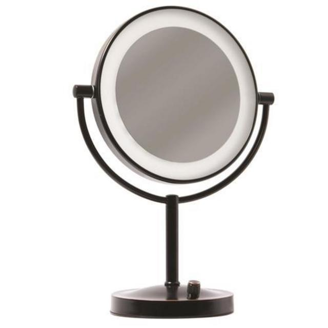 Giagni Vernon 8-in x 12-in Brushed Nickel Double-Sided Magnifying Countertop Vanity Mirror with Light Giagni Vernon 8-in x 12-in Brushed Nickel Double-Sided Magnifying Countertop Vanity Mirror with Light
