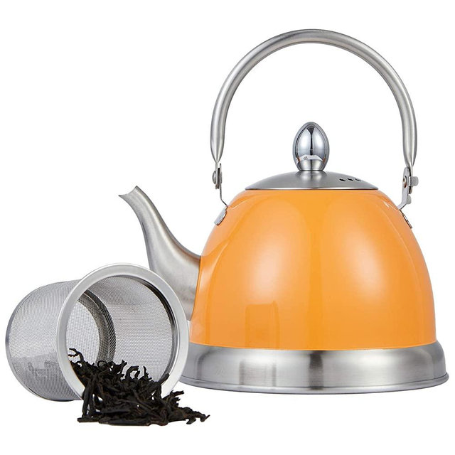Tea Pots for Stove Top, Stainless Steel Tea Pot with Infuser for Loose Tea (1.0 Quart)