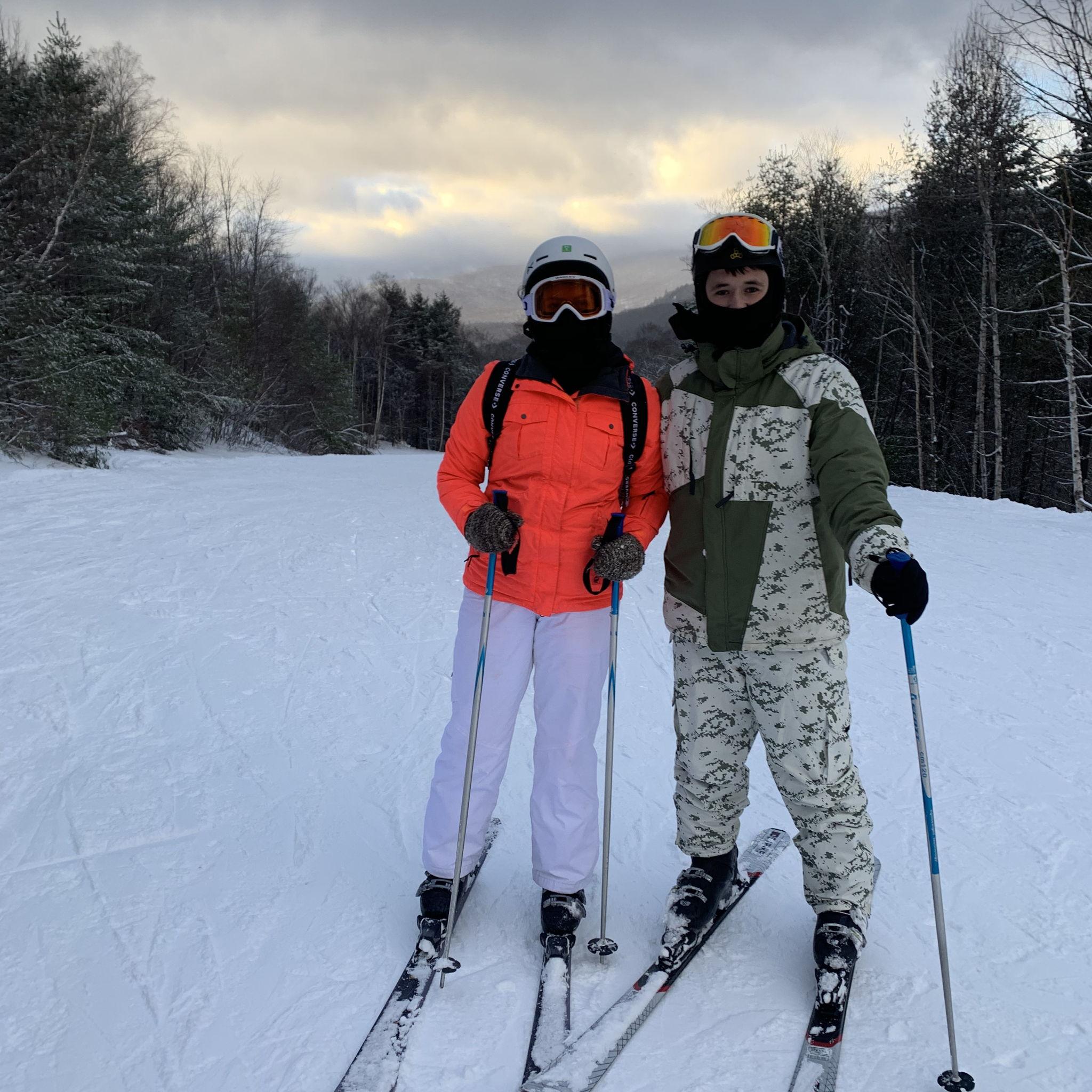 Aarons first time skiing