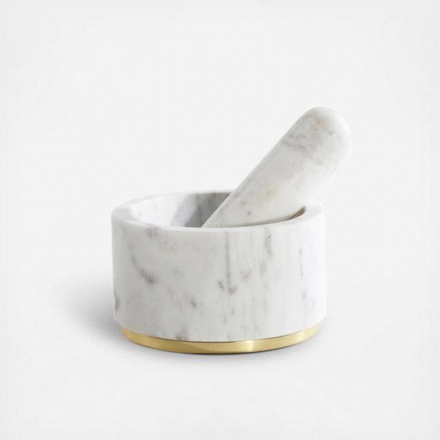Mara Marble Brass Mortar + Pestle