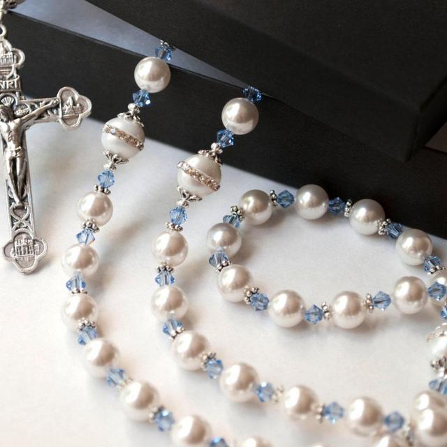 Something Blue Catholic Wedding Rosary, Bridal Bouquet Rosaries, Catholic Wedding Gifts, First Communion and Confirmation Gifts