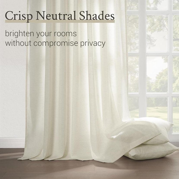 Topfinel Natural Pinch Pleated Linen Curtains 84 Inch Length 2 Panels for Bedroom Living Room Textured Cream Semi Sheer Window Curtain Boho Neutral Back Tab Pinch Pleat Drape with Hooks 84 Inches Long