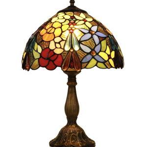 Tiffany Tall Table Lamps Bedside Nightstand Rose Flower Beads Stained Glass Table Lamp for Bedroom,Living Room,Dining Room Restaurant Hotel Desk Reading Light+LED Bulb,12X12X18 INCH