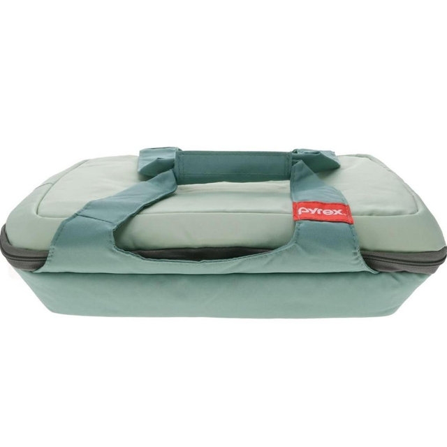 Pyrex 5-Quart Portable Sage Green Insulated Casserole Carrier for Hot or Cold Food