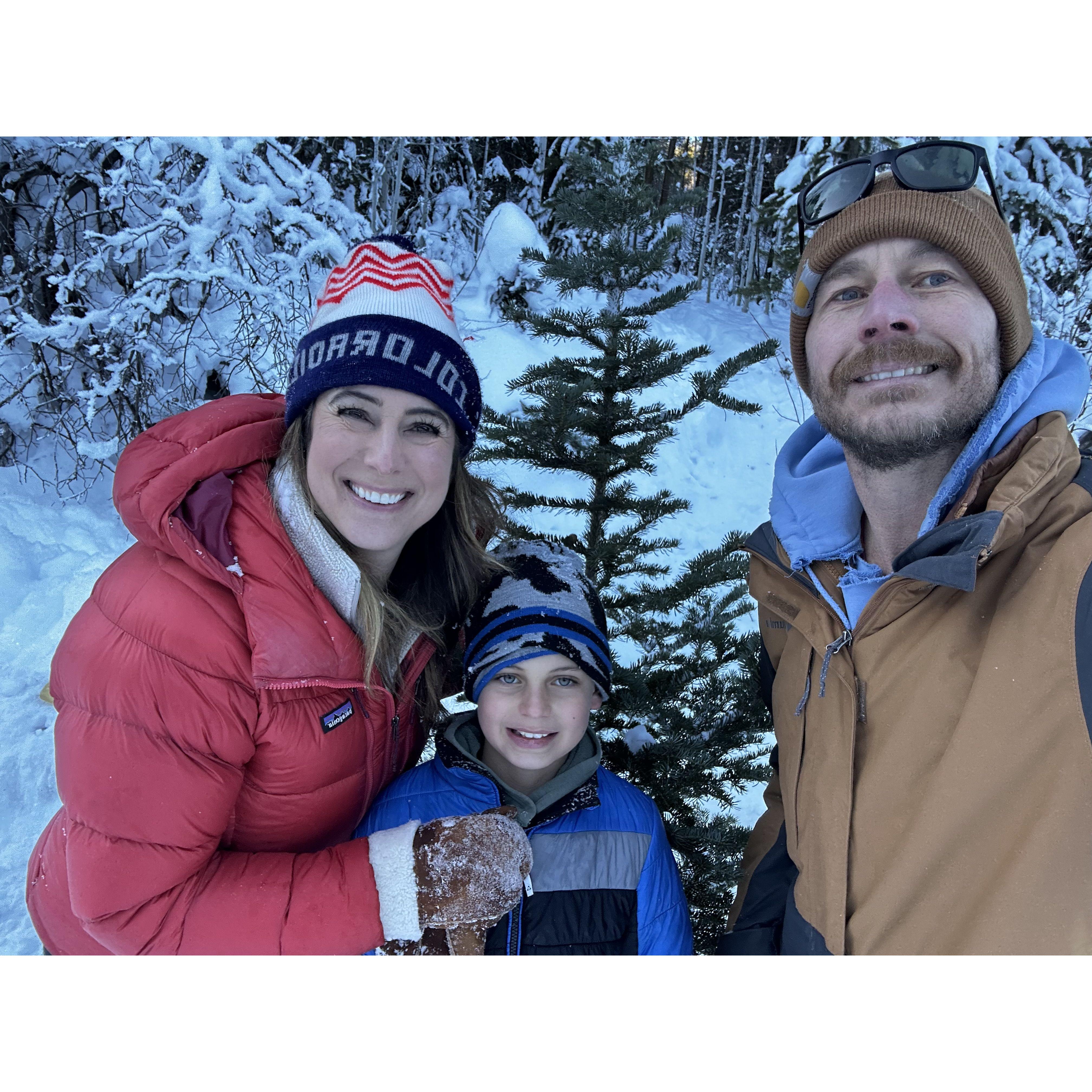 Cutting down our  first Christmas tree