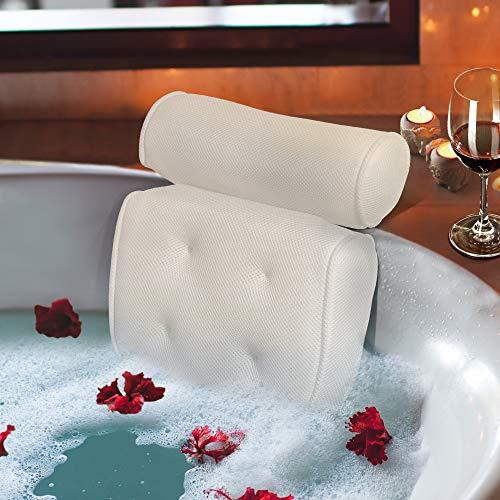 Samplife Bath Pillow Spa Bathtub Cushion Head,Neck,Shoulder and Back Support Rest with 4 Non-Slip Strong Suction Cups