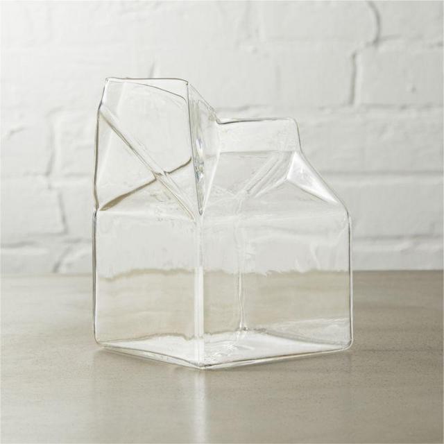 CB2 glass milk carton creamer