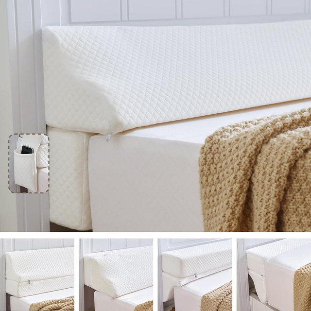 Couzssyhi Bed Wedge Gap Filler King Size, Wedge Pillow for Headboard Gap, Foldable Mattress Gap Filler Close The Gap (0–7") Between Headboard and Mattress, Bed Crack Pillow, 76×10×6 in, White