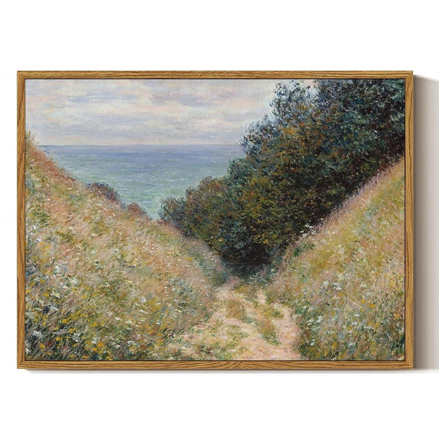 ARPEOTCY Framed Canvas Wall Art Prints, 12x16 Inch, Vintage Monet Landscape Prints for Wall Decor, Rustic Farmhouse Hanging Art for Bedroom, Living Room, Bathroom, Office Shelf Decorations