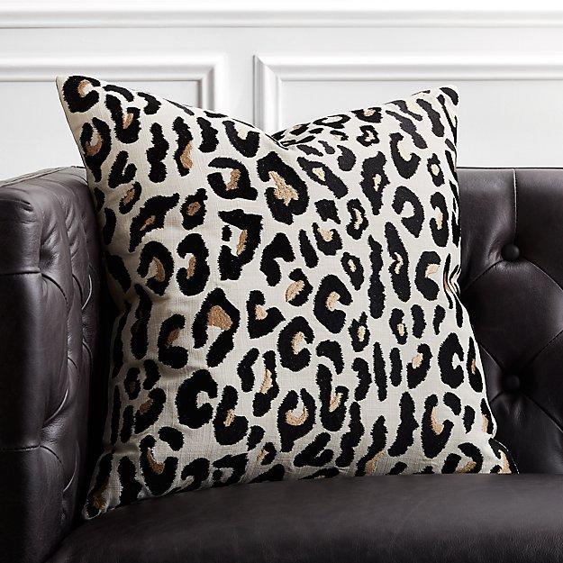 20" Embroidered Cheetah Print Pillow