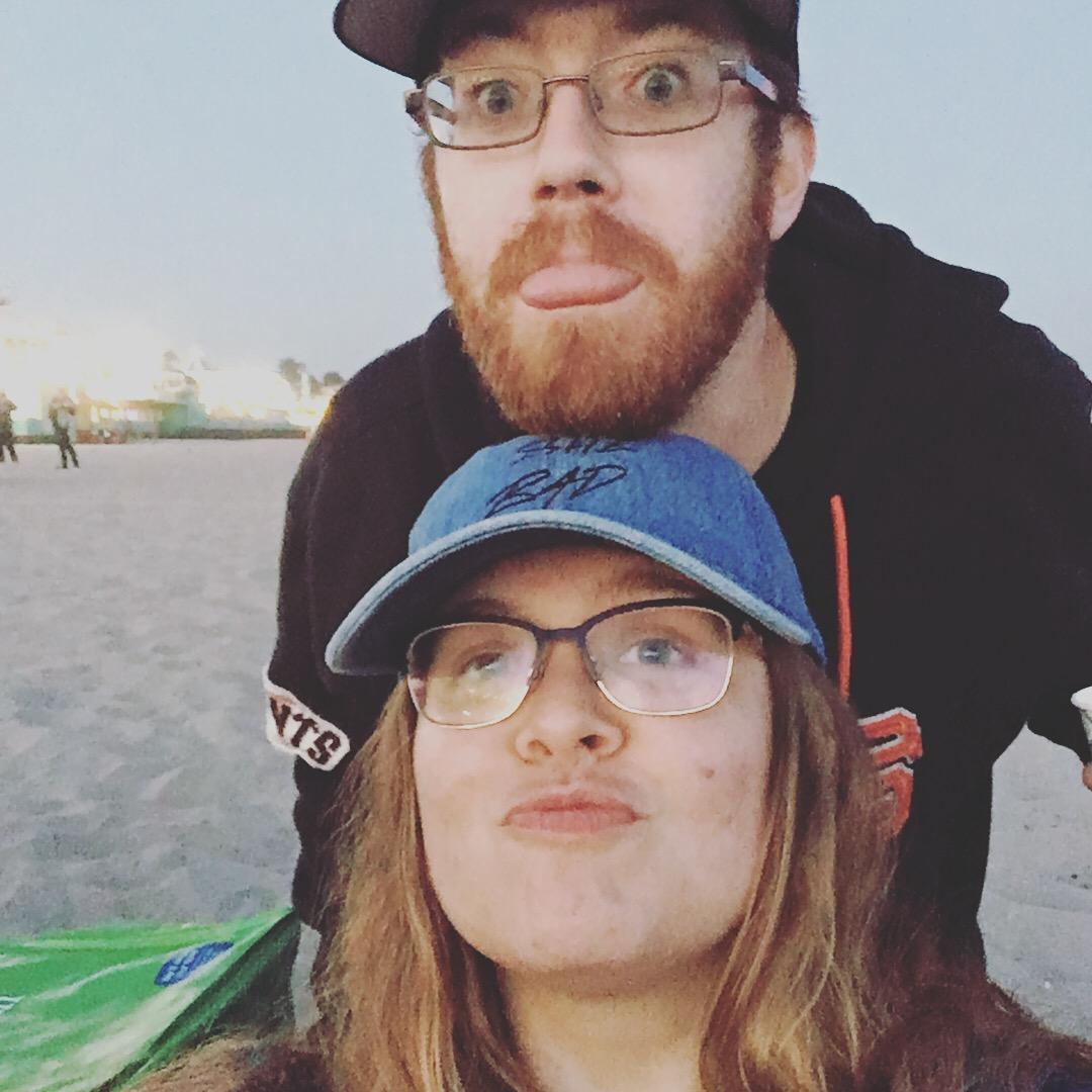 Steven and Becky love to go to the beach with friends. Here they are in Santa Cruz for movies on the beach!