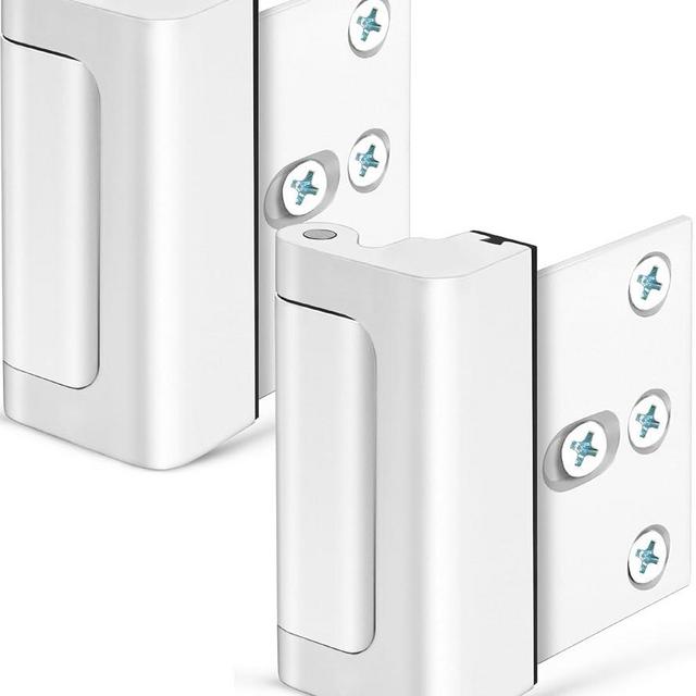 Home Security Door Lock, Childproof Door Reinforcement Lock for Kids Safety with 3" Stop 4 Screws Withstand 800 lbs for Front Inward Swinging Door, Upgrade Child Safety Night Lock to Defend Your Home