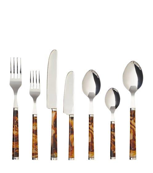 28-Piece Faux Tortoiseshell Flatware Set - Tortoiseshell