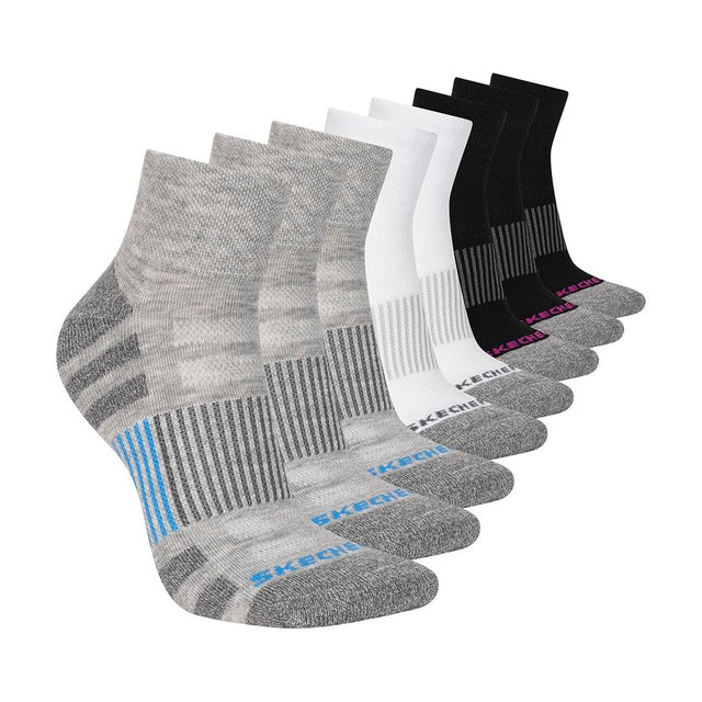 Skechers Women's 8-pack Work Collection High Quarter Crew Socks, Extra Cushion & Mesh Ventilation