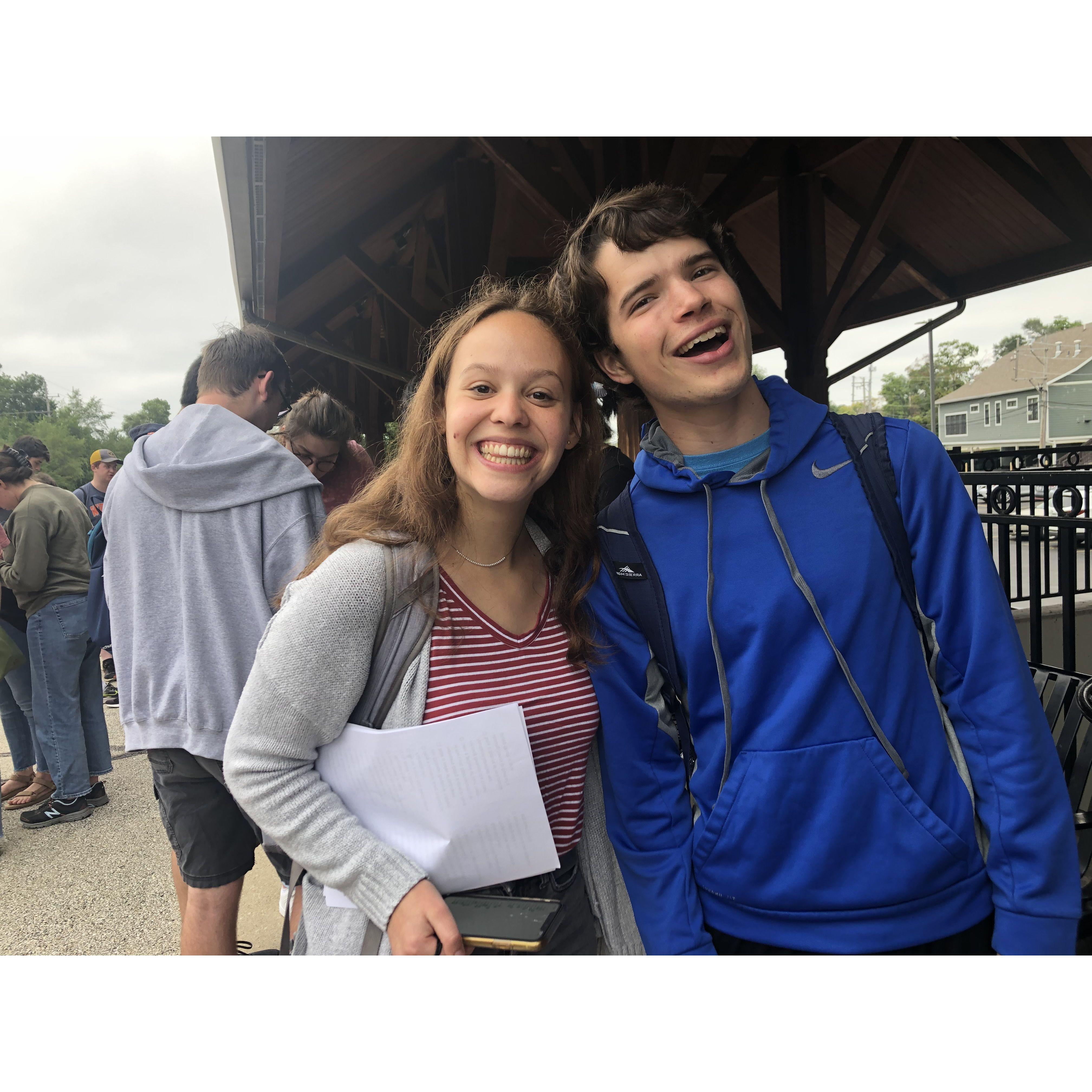 RAs together! This photo was taken in September of 2022 (by good friend Bailey Herfindahl) before we took our floors into Chicago for a scavenger hunt!