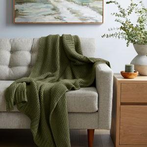 Olive Cotton Fisherman Throw