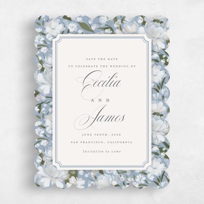Blue Scalloped Wedding Save the Date - Annika Portrait