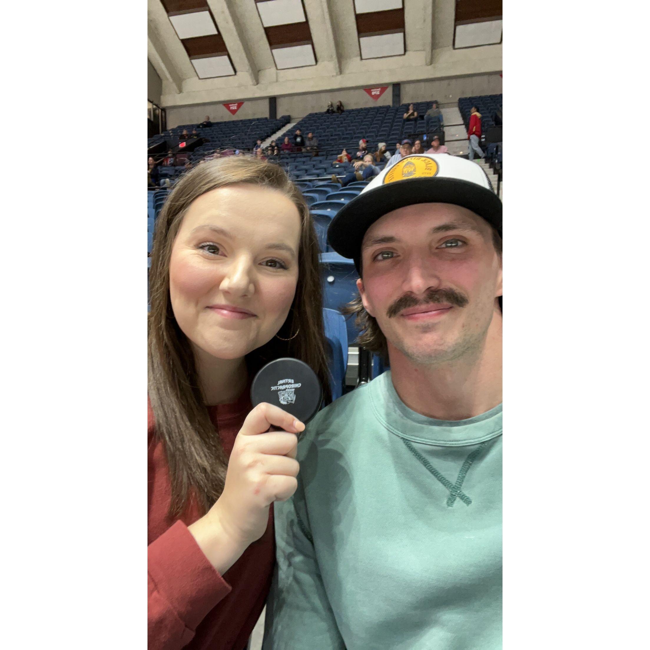 NYE exactly one year before he proposed. Had fun at a hockey game!