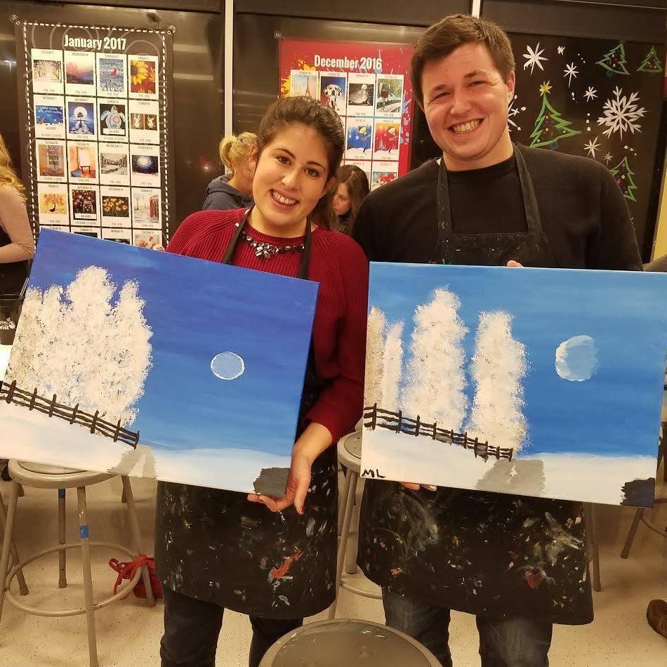 Our first picture together - Painting with a Twist Dec. 2016