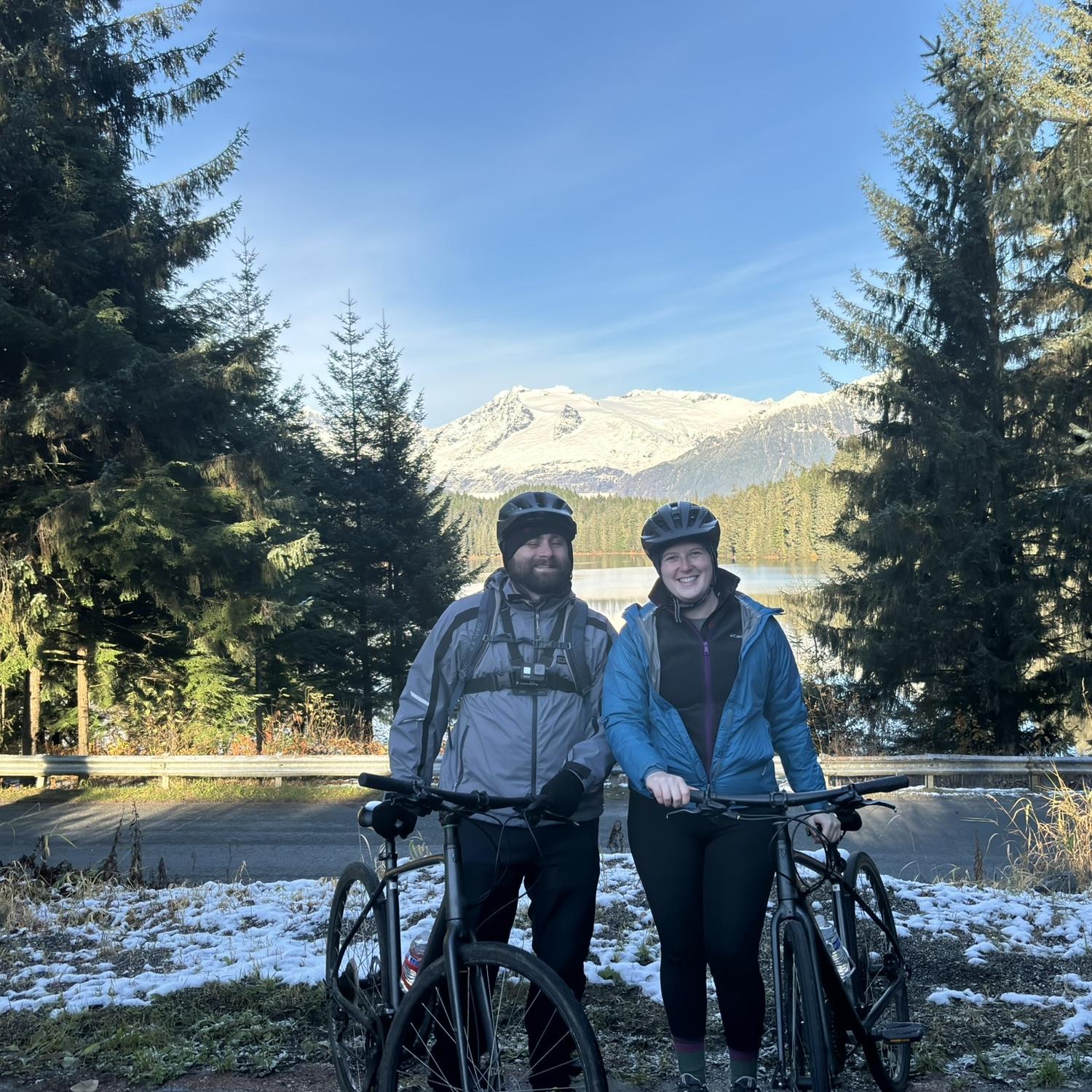 Biking before Glendenhall glacier