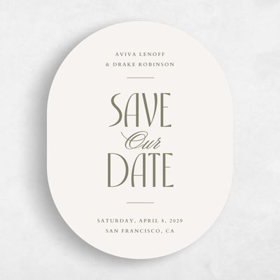 Beige Oval Wedding Save the Date - Trogir Portrait