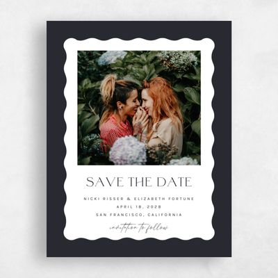 Ebony, White Wedding Save the Date - Spencer Photo