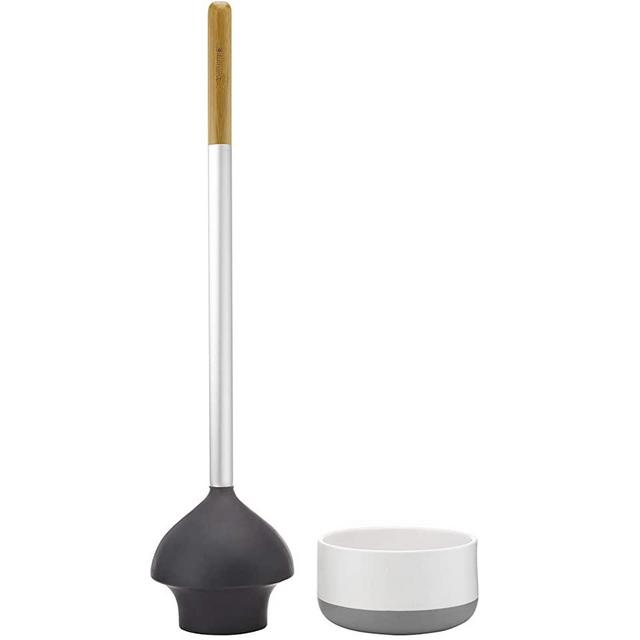 Full Circle Royal Plunge, Plunger, Bamboo Handle, White