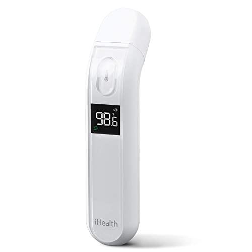 Thermometer for Adults by iHealth, Infrared Forehead Thermometer for Adults and Kids, Touchless Digital Baby Thermometer with Fever Indicator, Non Contact Thermometer