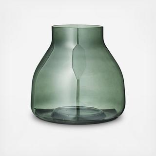 Wide Green Glass Vase