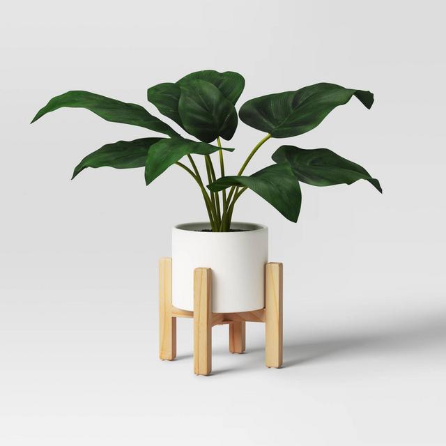 Artificial Green Leaf in Wood Planter - Threshold™